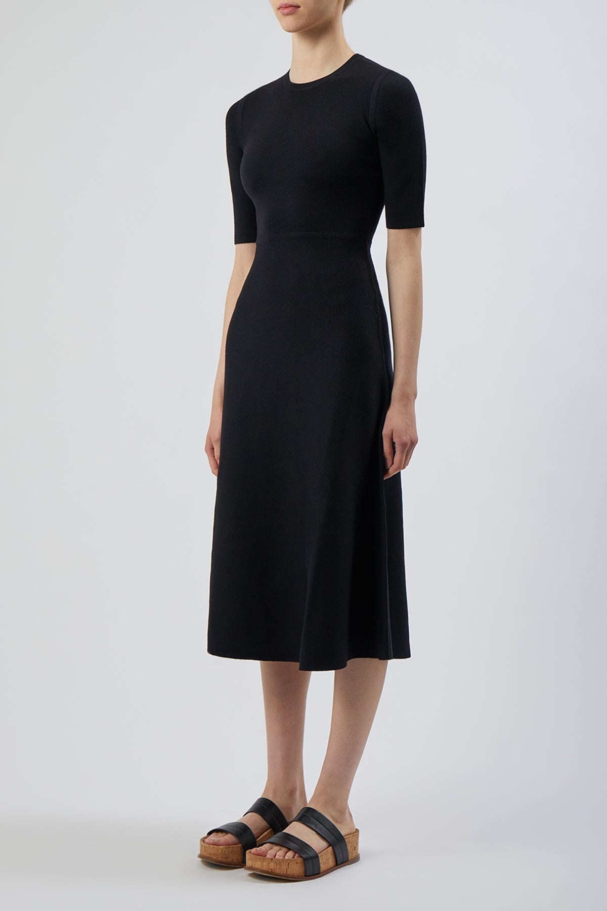 Seymore Knit Dress in Black Cashmere Wool with Silk - 3