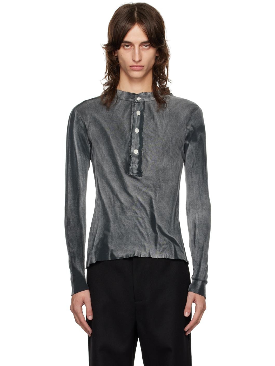 Black Raw Stack Henley - 1