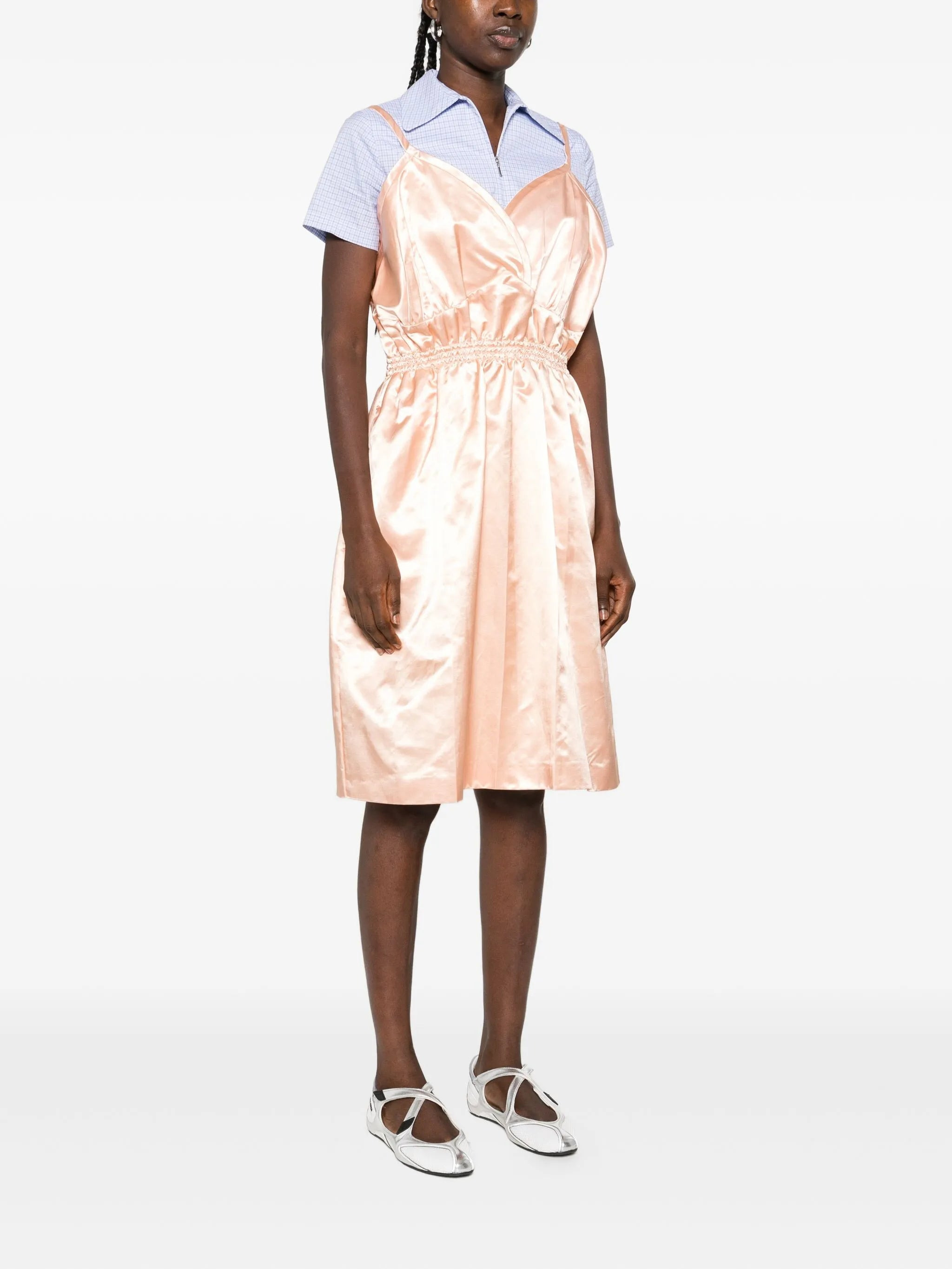 Miu Miu Satin Spaghetti-strap Mini Dress - 5