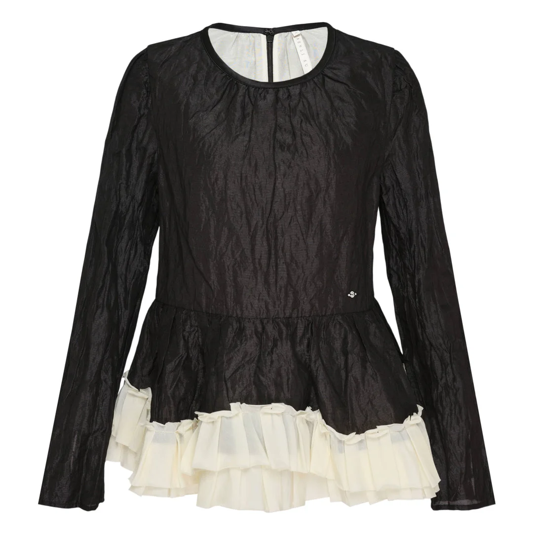 Long Sleeve Peplum Blouse - 1