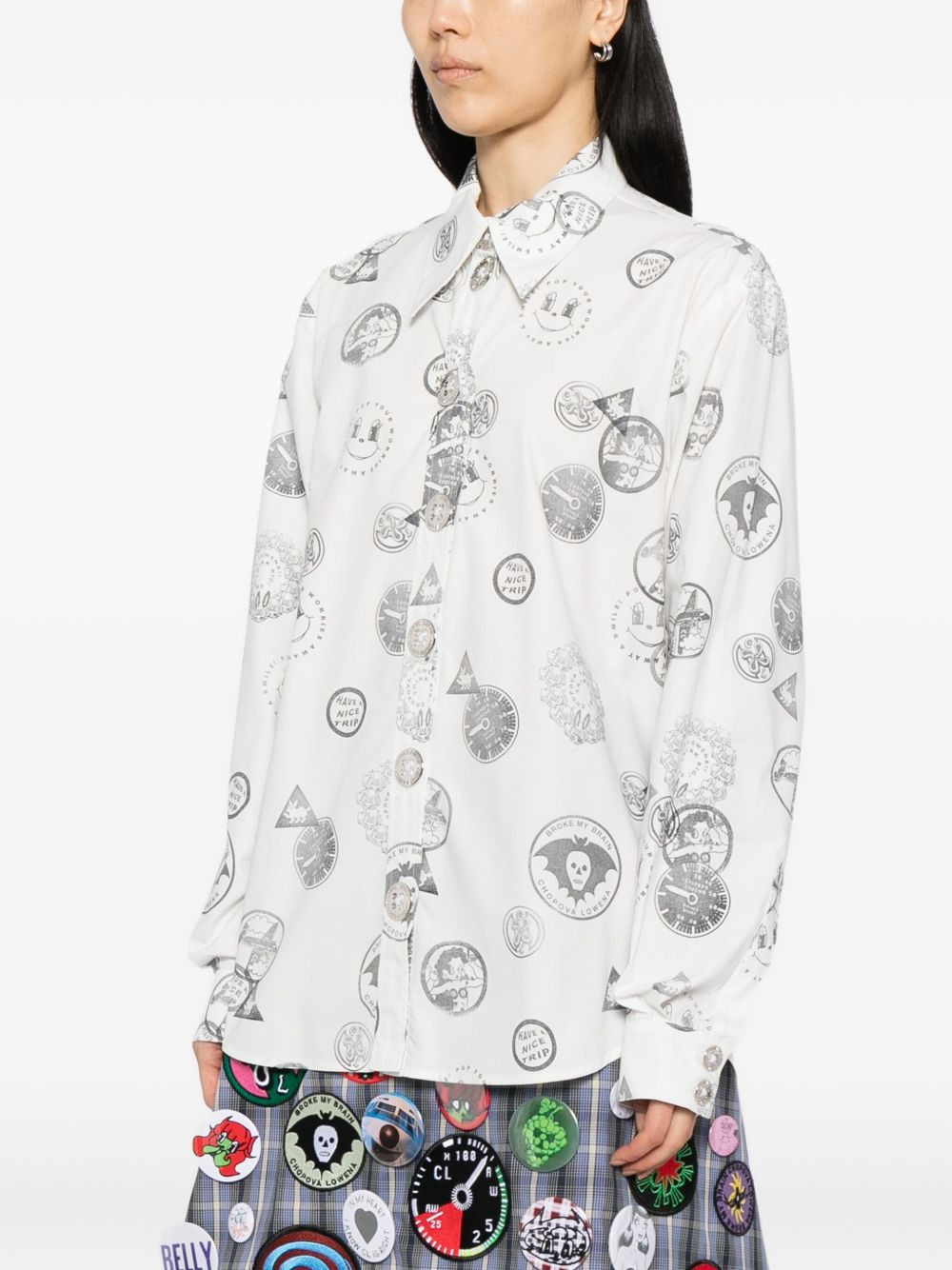 all-over print cotton shirt - 3