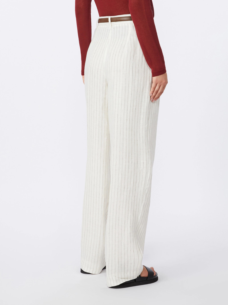FONTE Pinstripe linen trousers - NATURAL 4