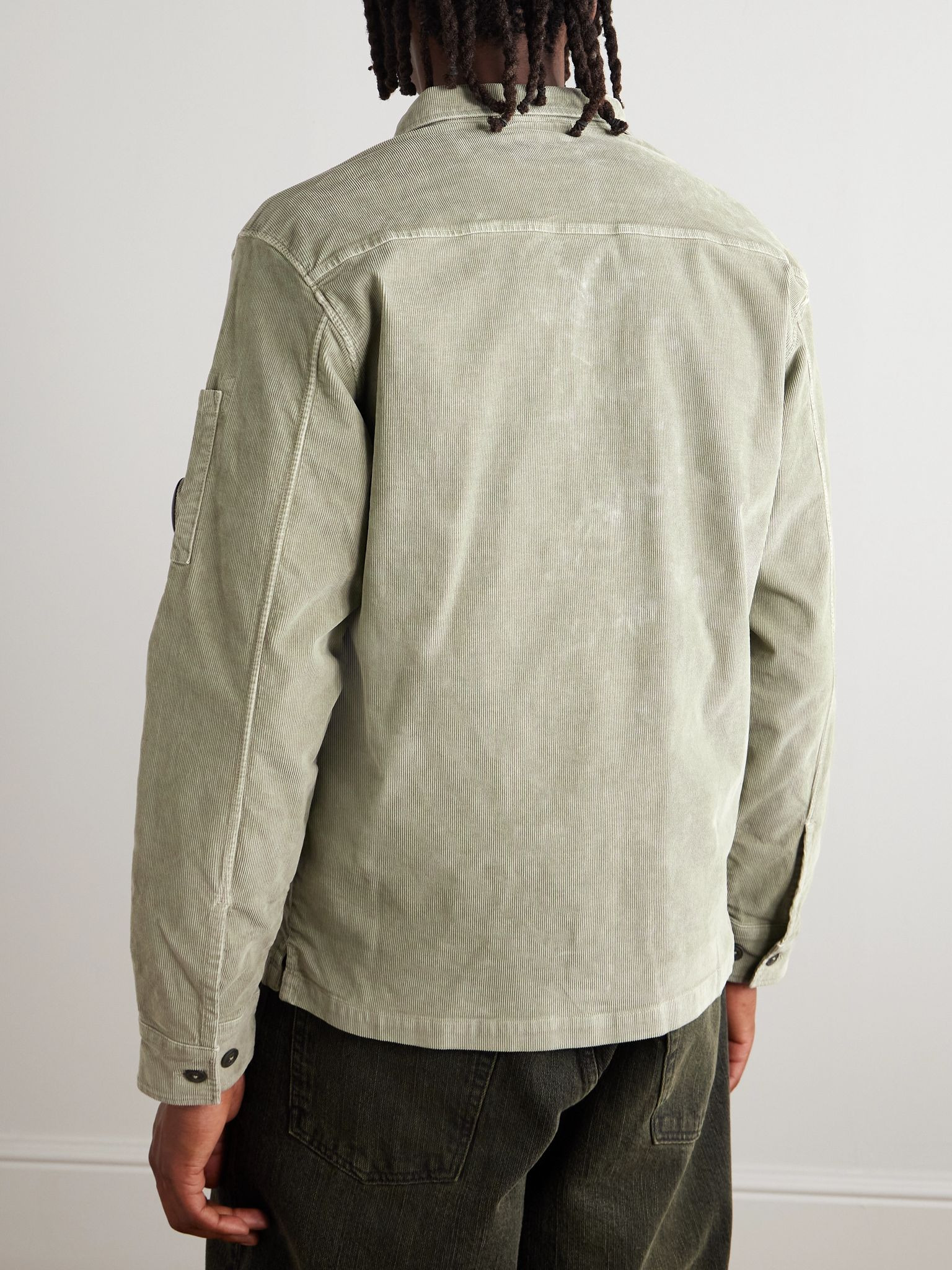 Logo-Appliquéd Cotton-Blend Corduroy Overshirt Gray - 3