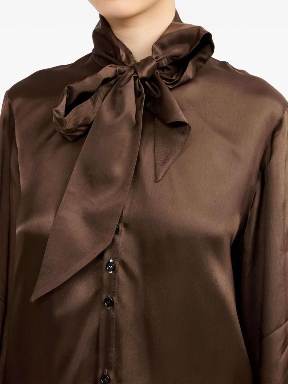 tie-neck satin shirt - 7