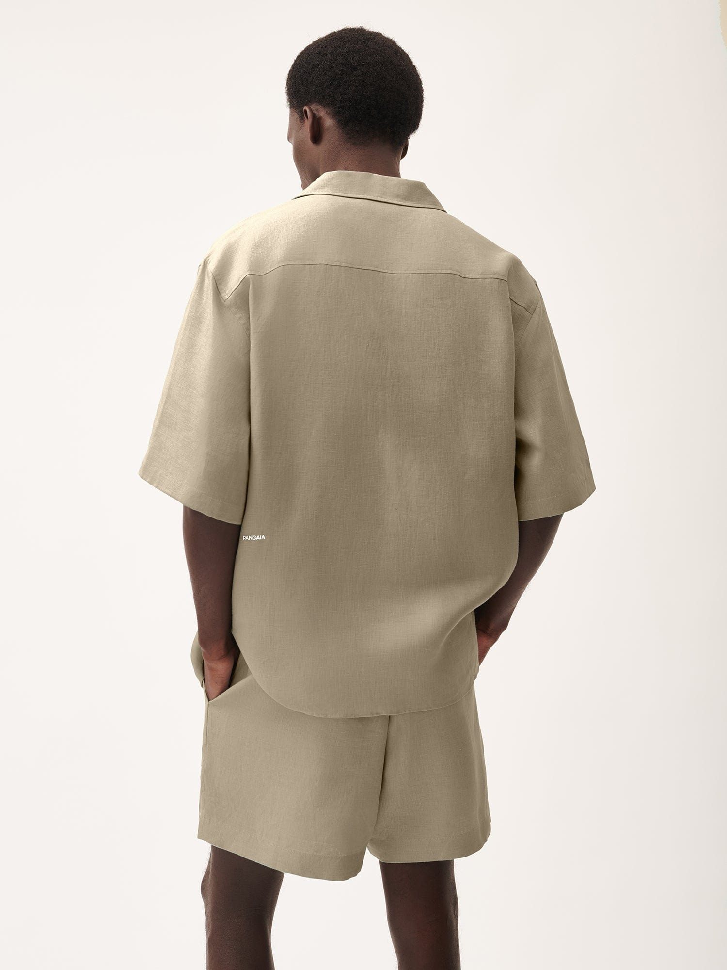 Mens DNA Linen Camp Collar Shirt - Cliff Beige - 3