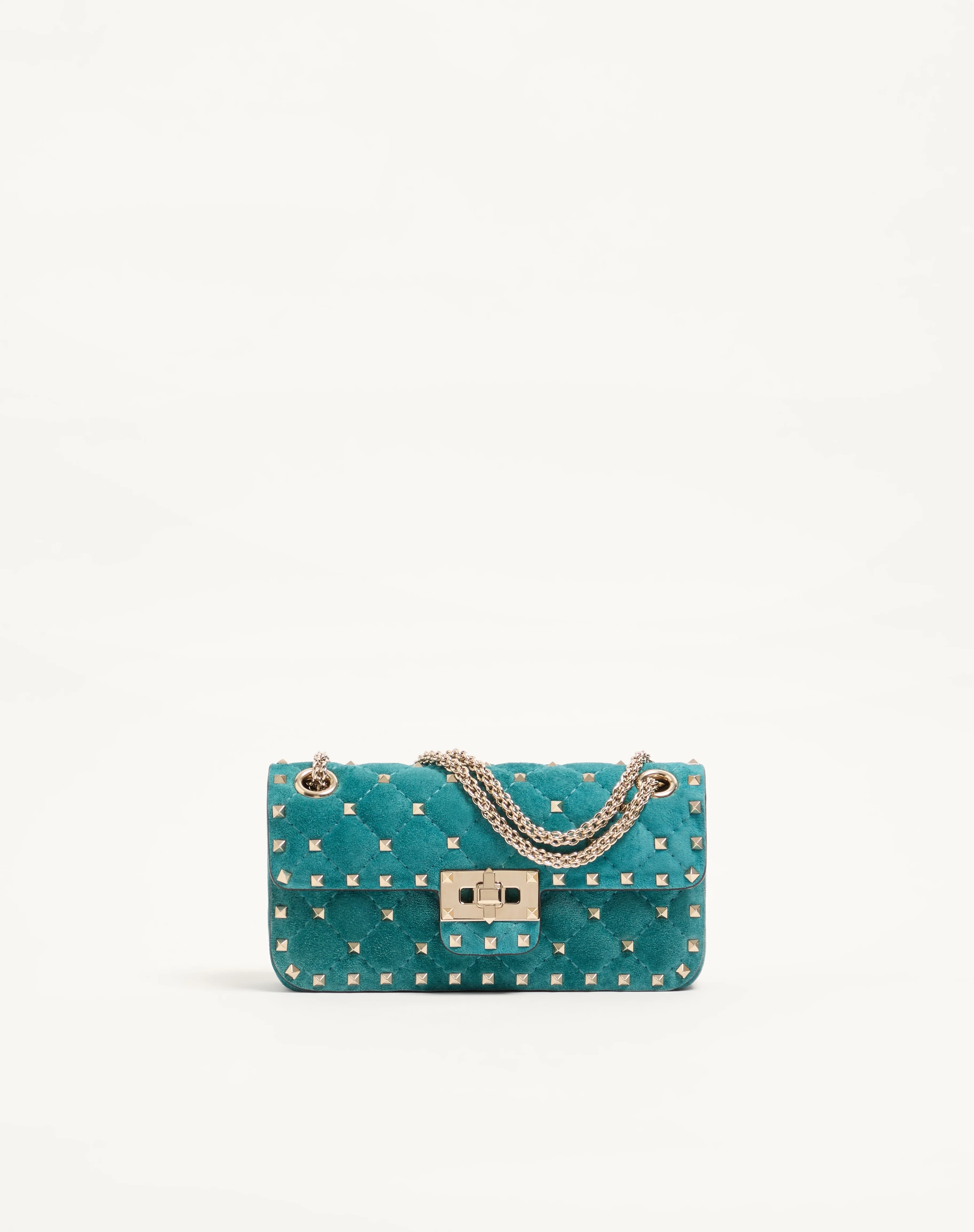 VALENTINO GARAVANI ROCKSTUD SPIKE SMALL SHOULDER BAG IN SUEDE - 1