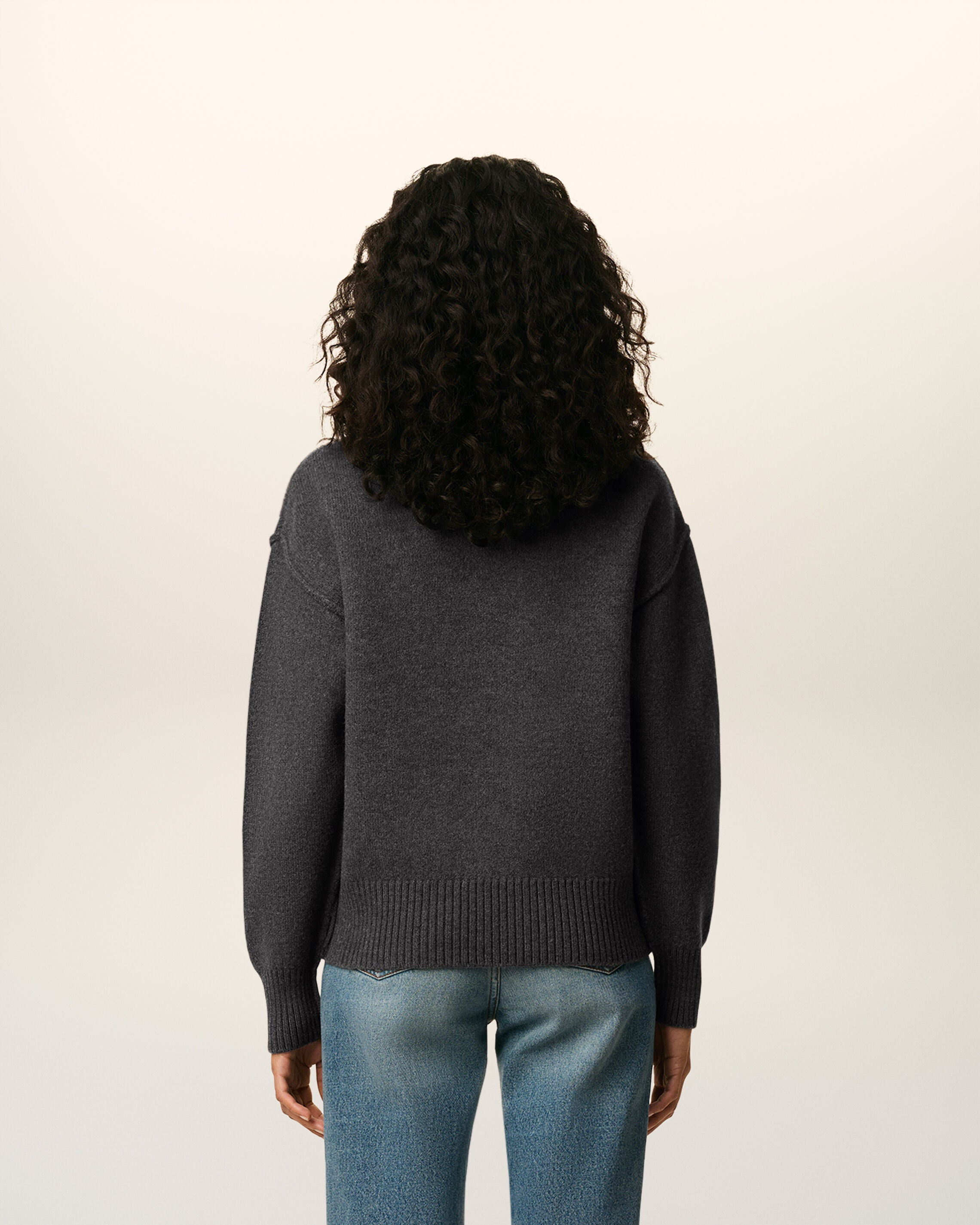 GREY WOOL AMI DE COEUR CREWNECK SWEATER - 5