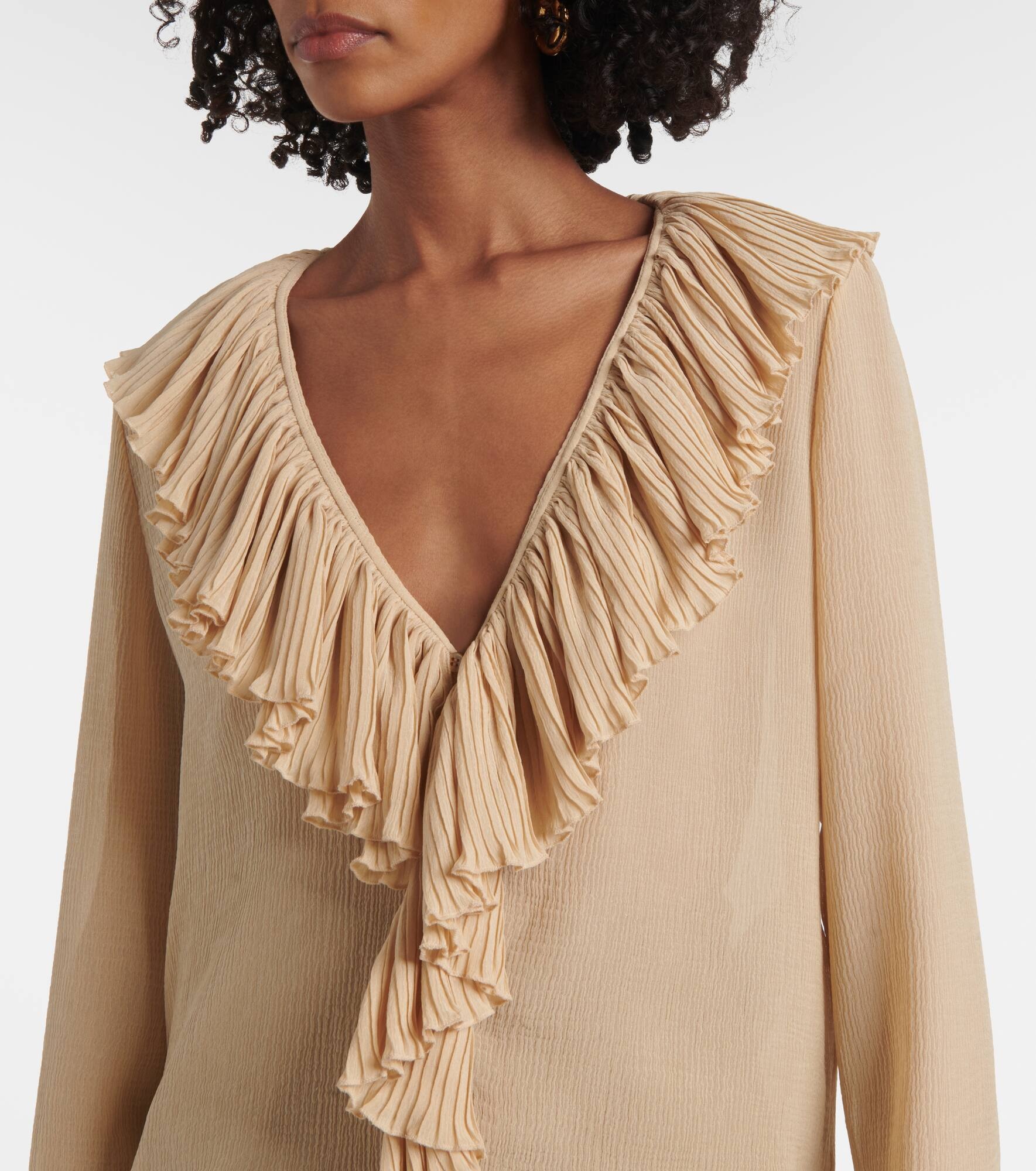 Ruffled silk muslin blouse - 4