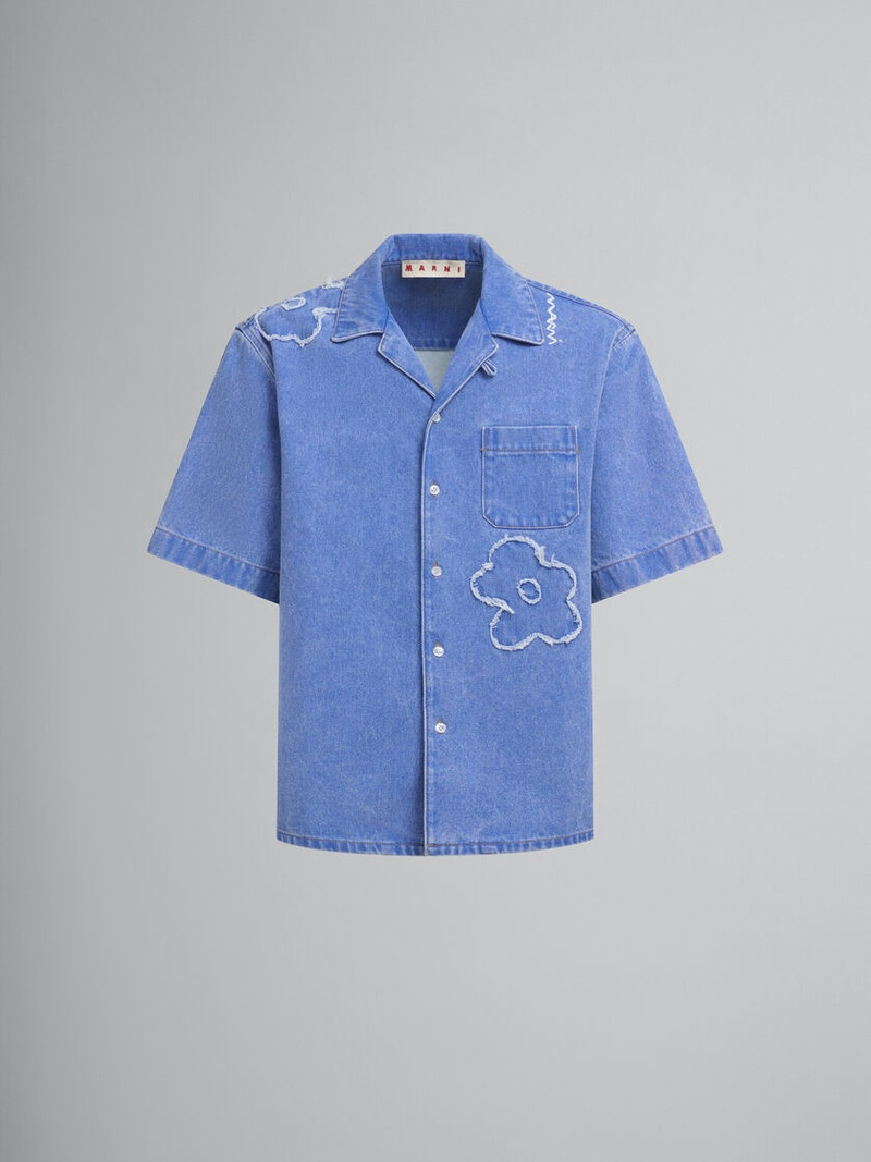 LIGHT BLUE BOWLING SHIRT WITH DILLIES PATCH DETAILS 1