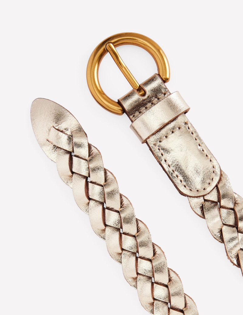 Skinny Plaited Belt-Gold 3