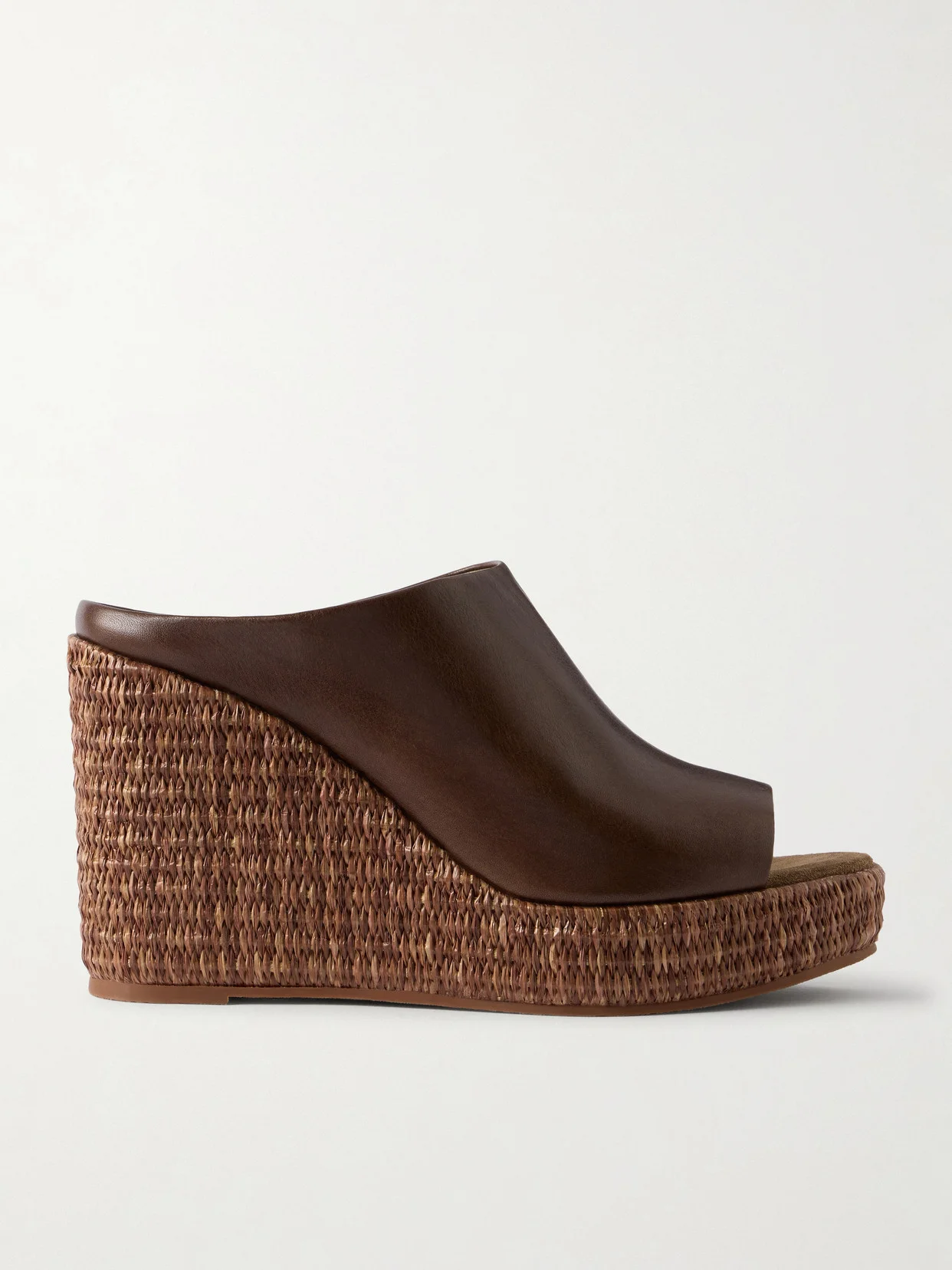Leather Platform Wedge Espadrille Sandals - 1