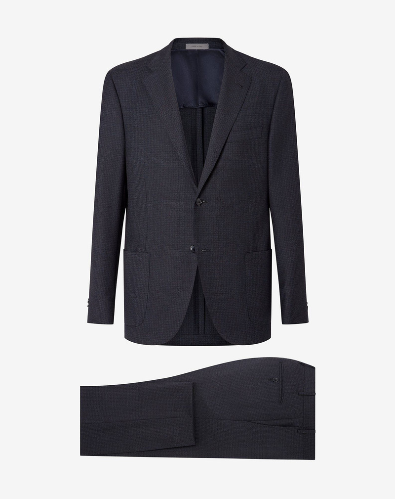 Blue S130의 양모 twill suit with micropattern 1