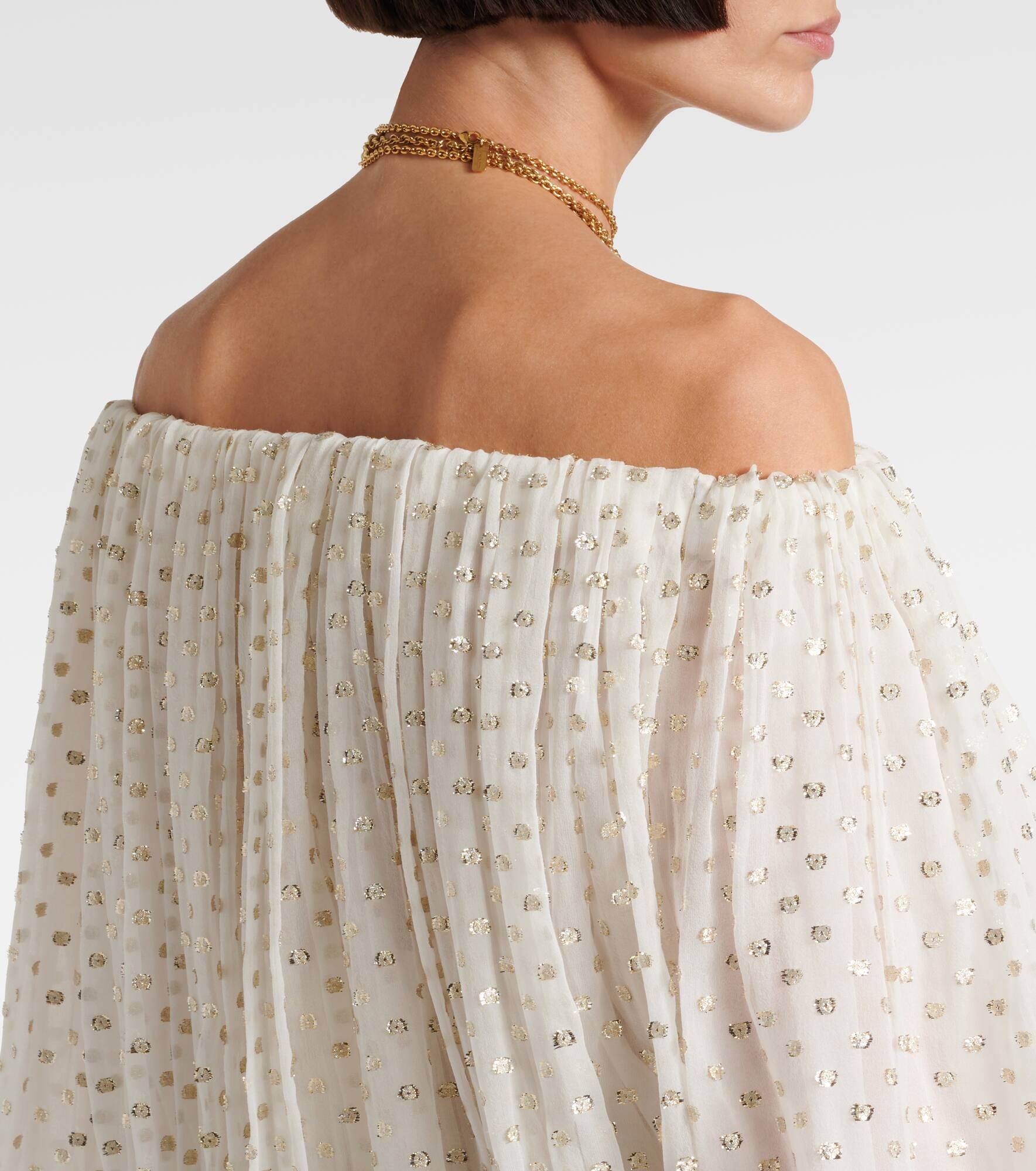 Polka-dot jacquard silk-blend mousseline top - 6