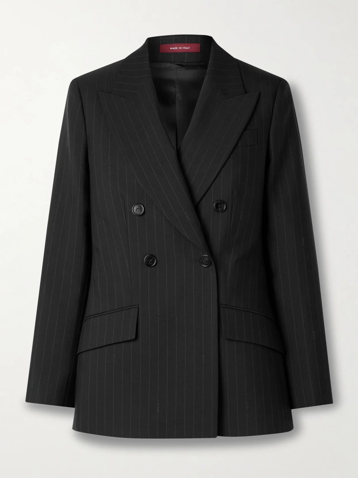 Double-breasted Pinstriped Wool-twill Blazer - 1