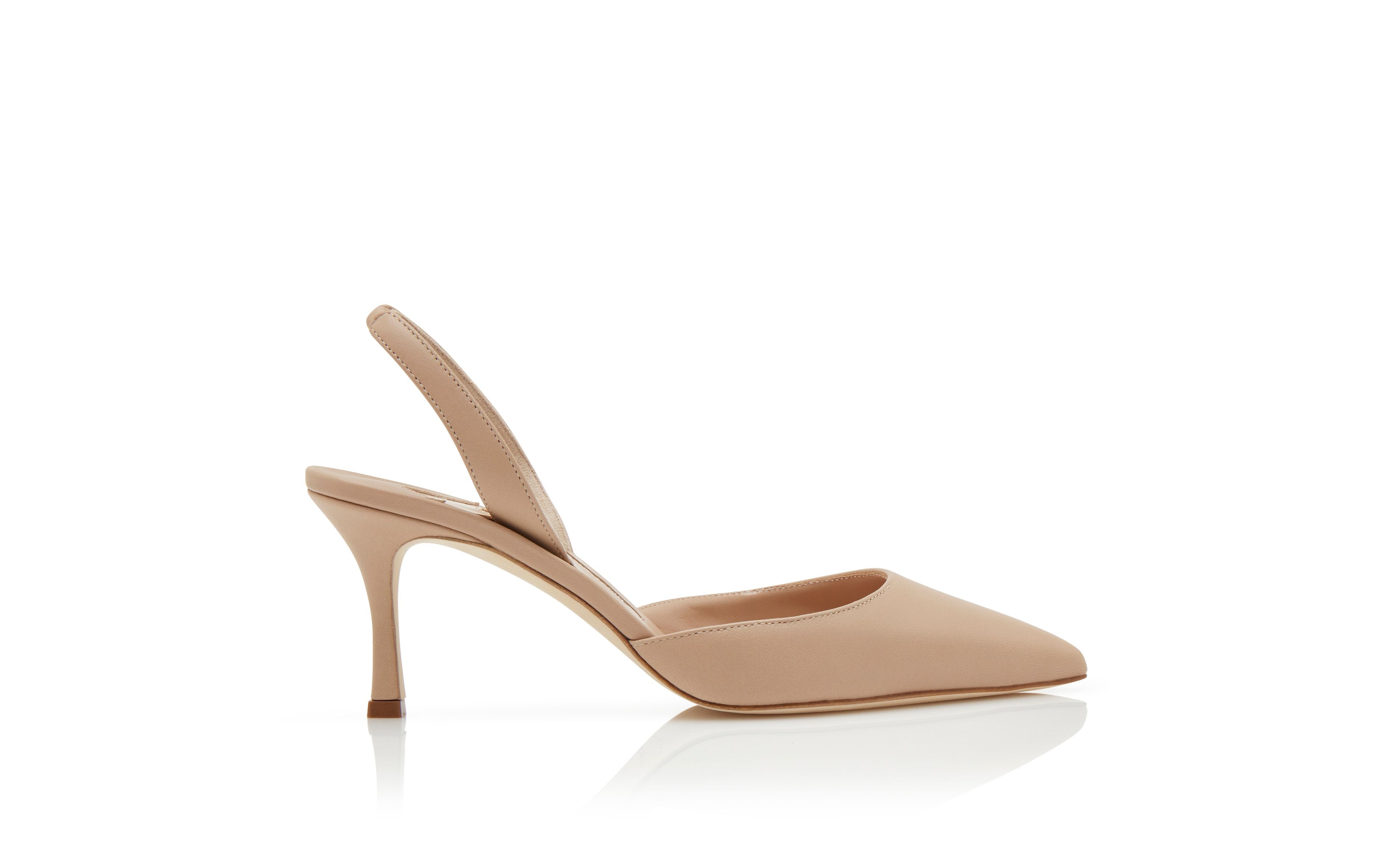 Light Beige Nappa Leather Slingback Pumps - 1