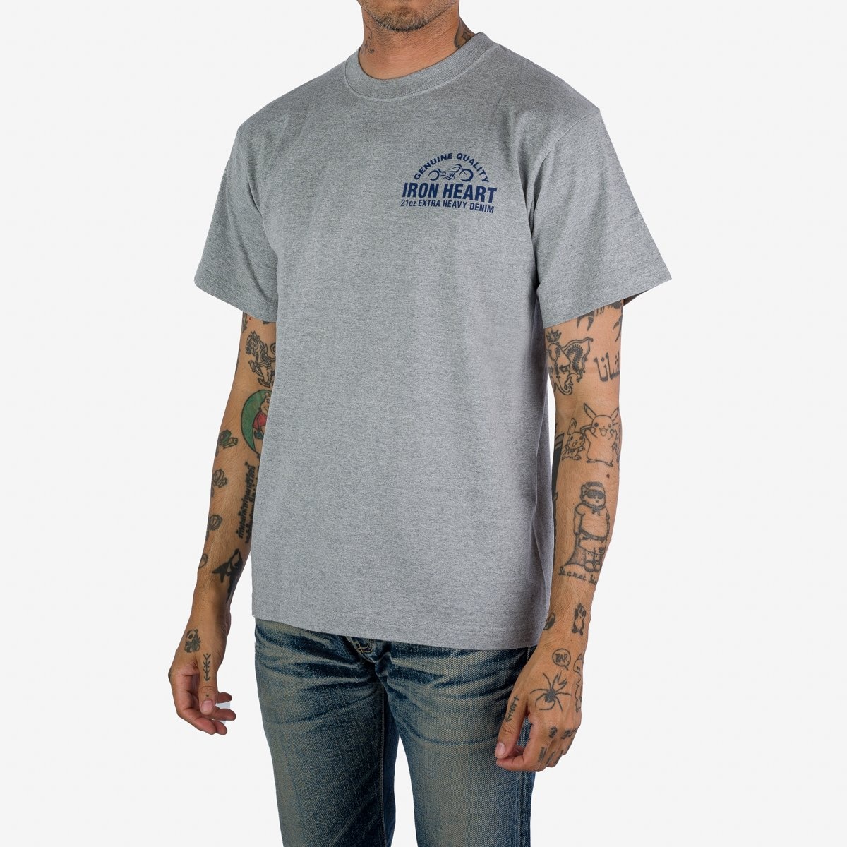 IHPT-2304-GRY 7.5oz Printed Loopwheel Crew Neck T-Shirt - Grey - 2