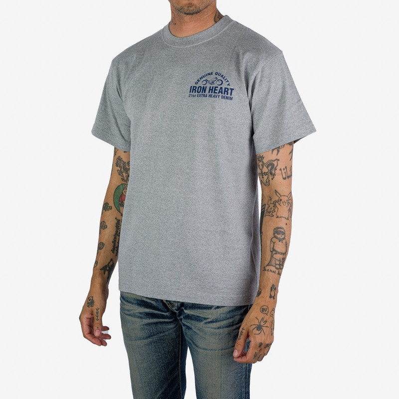 Iron Heart IHPT-2304-GRY 7.5oz Printed Loopwheel Crew Neck T-Shirt - Grey outlook