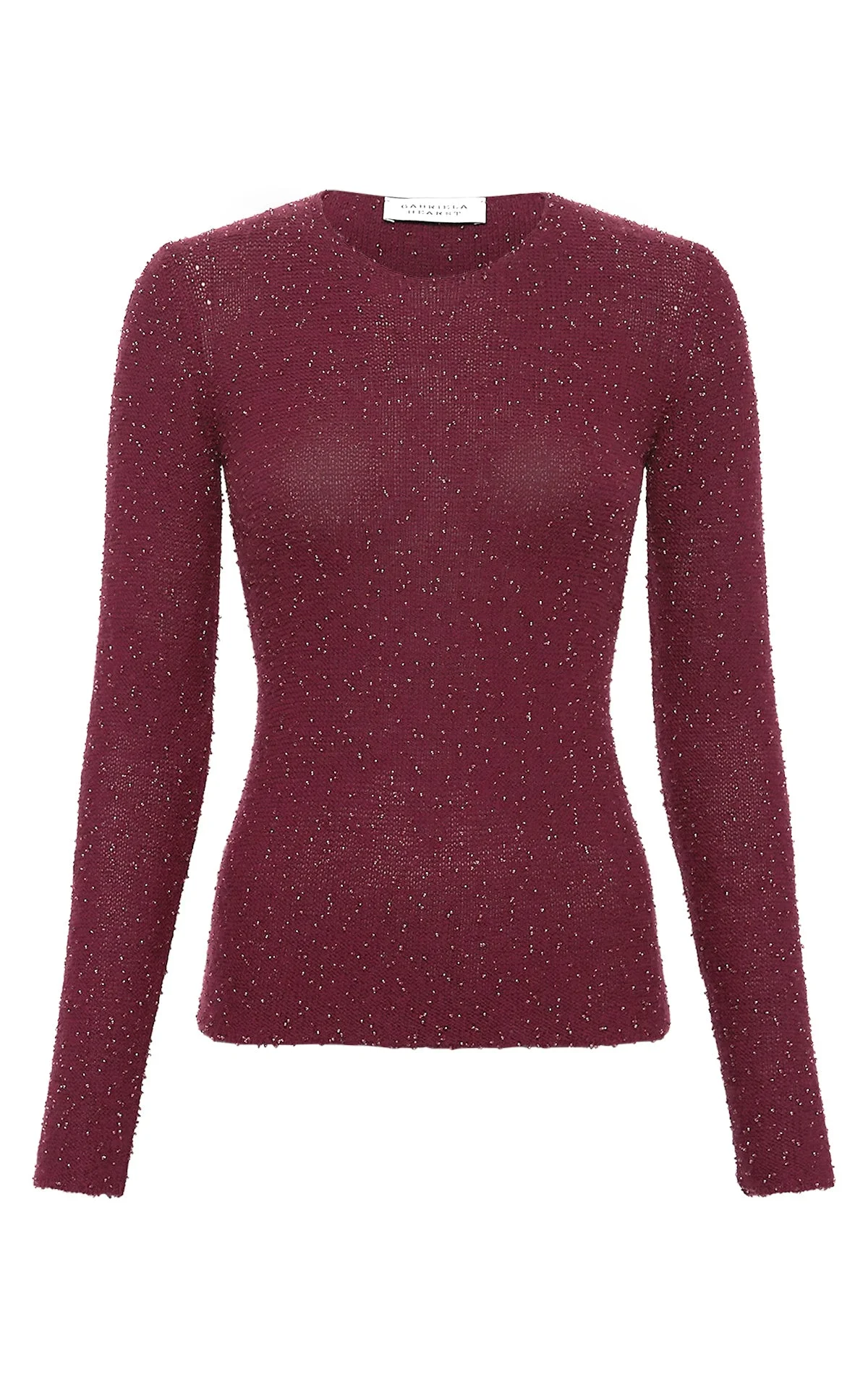 Nello Knit Sweater in Bordeaux Beaded Cashmere Silk - 1