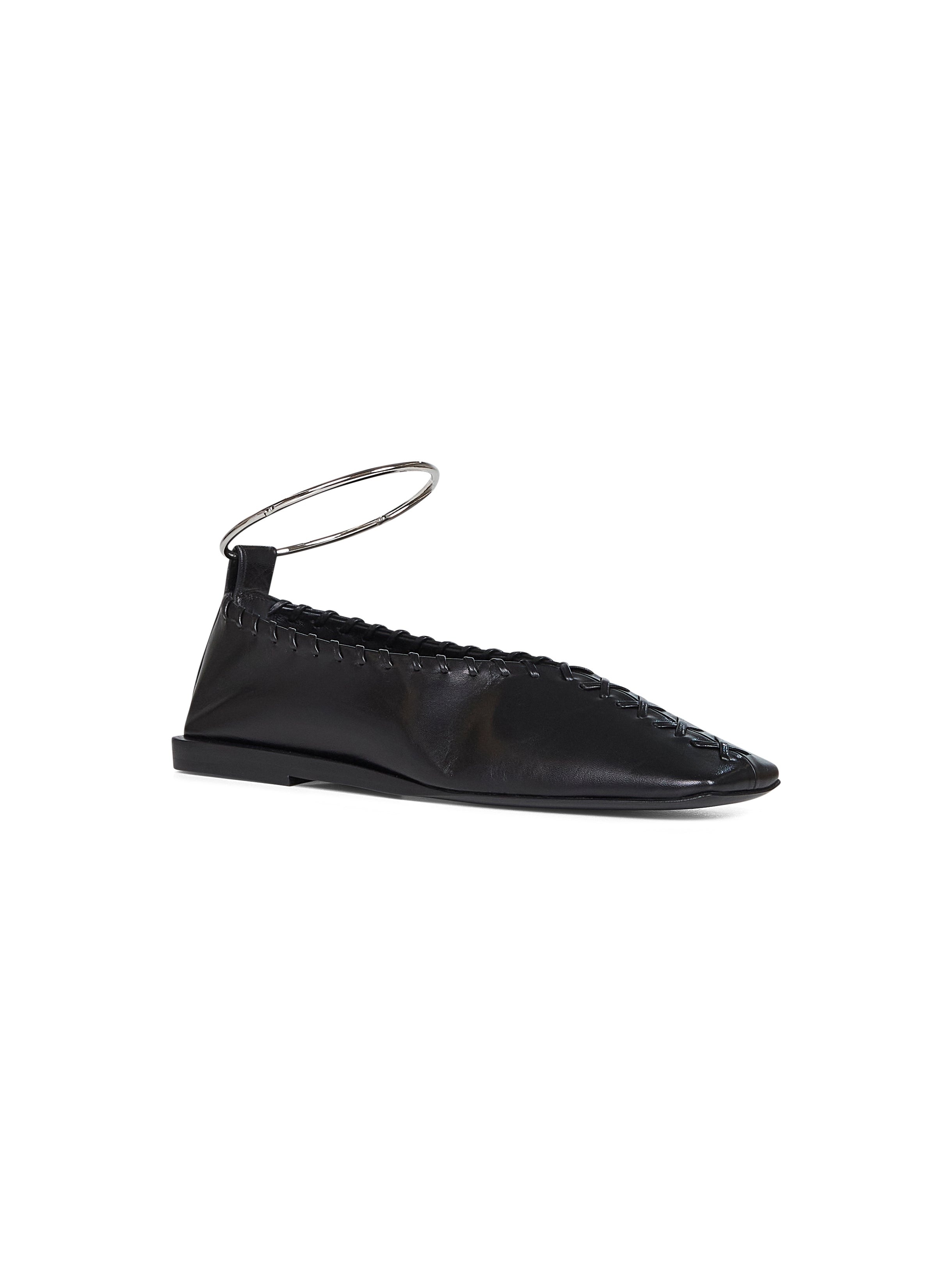 Black nappa leather Ring ballet flats - 2