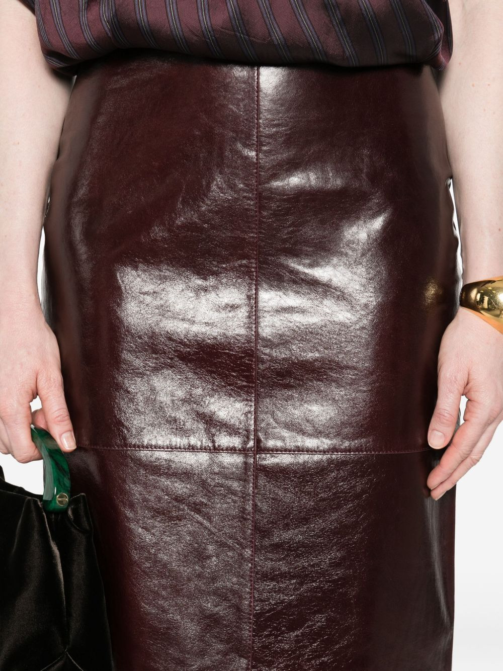 Afa leather panelled skirt - 5