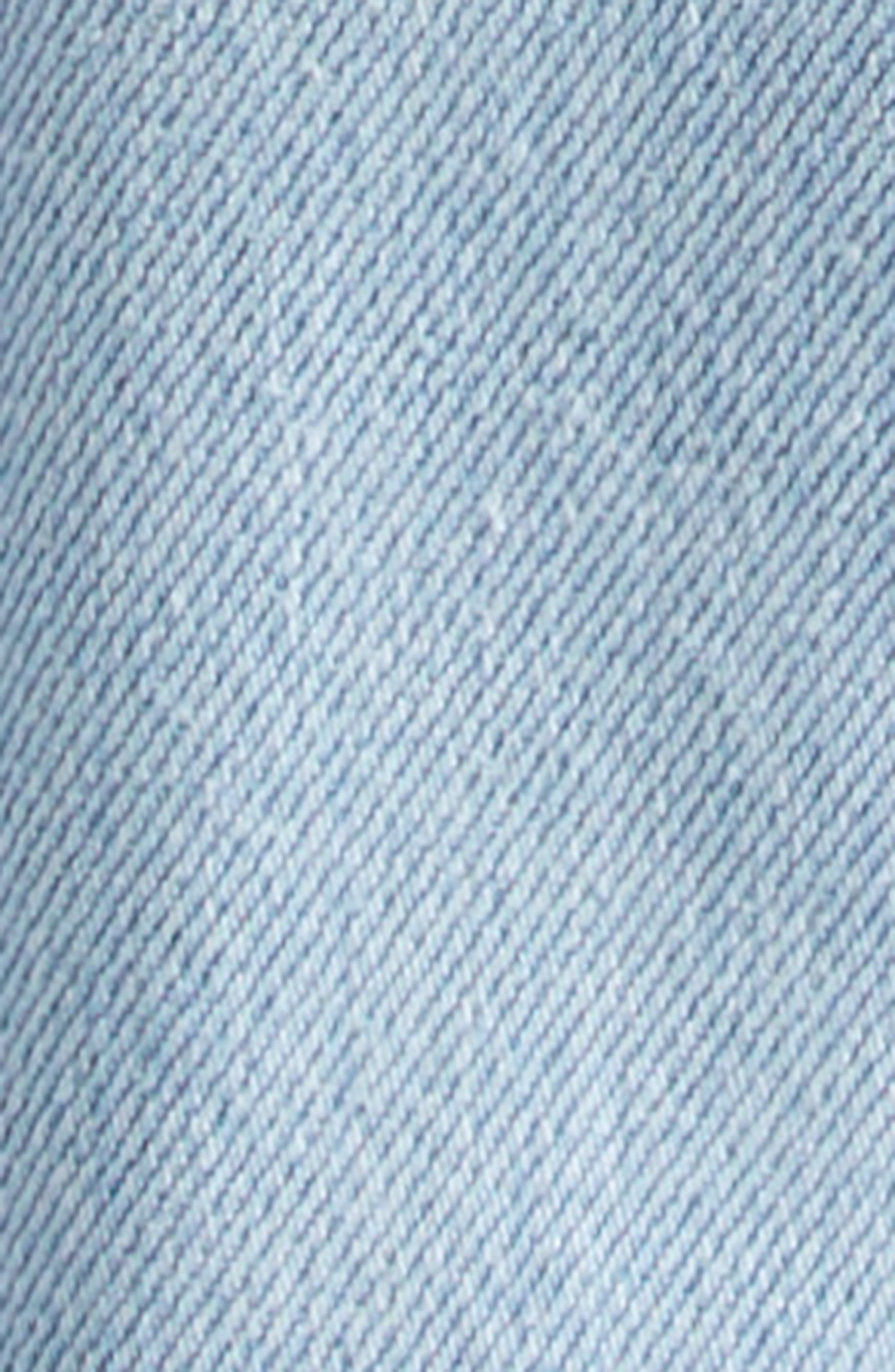 Area Distressed Crystal Trim Relaxed Slit Jeans in Medium Blue at Nordstrom - 7