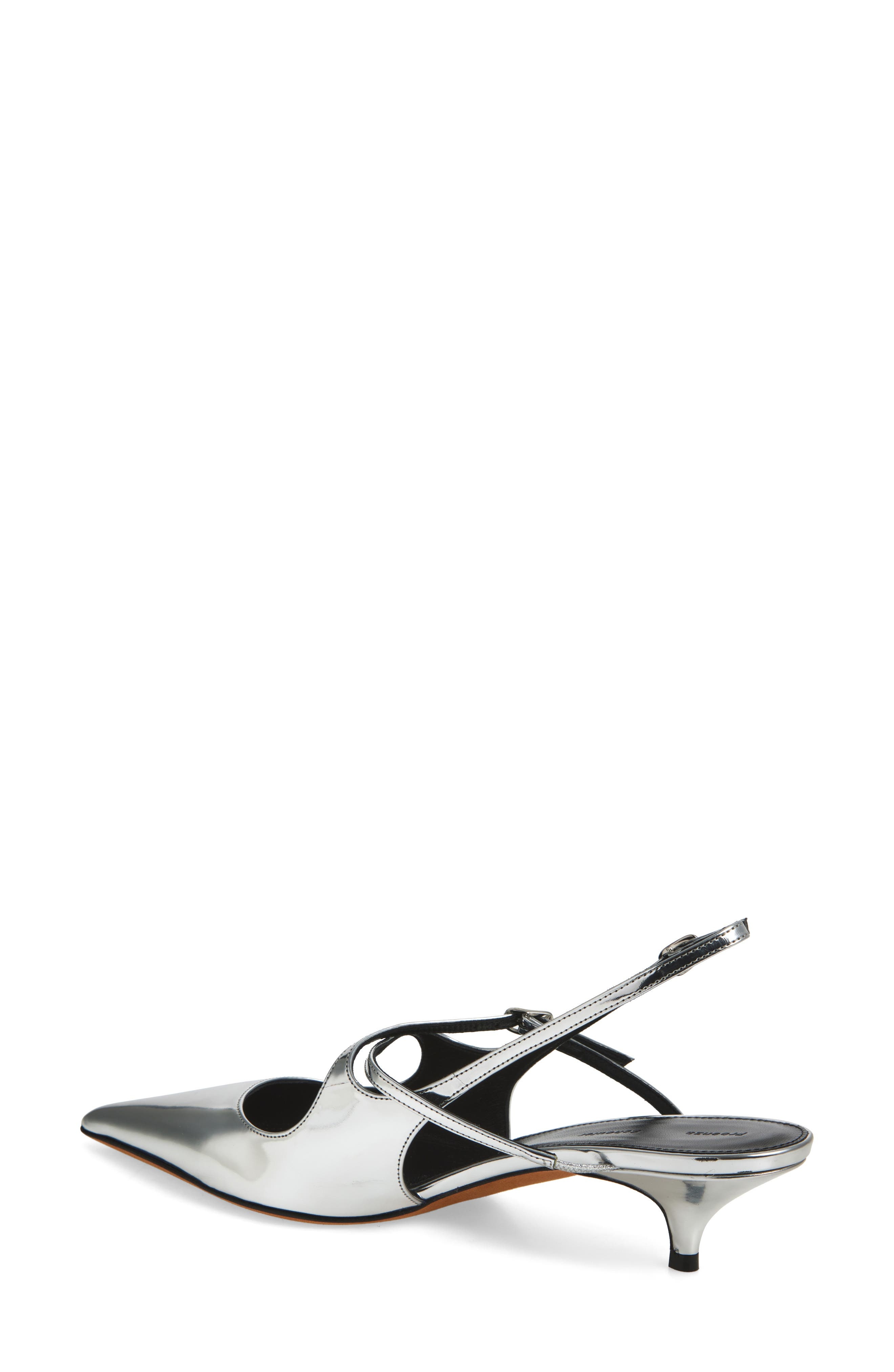 Proenza Schouler Crossover Kitten Heel Slingback Pump in Silver at Nordstrom - 2