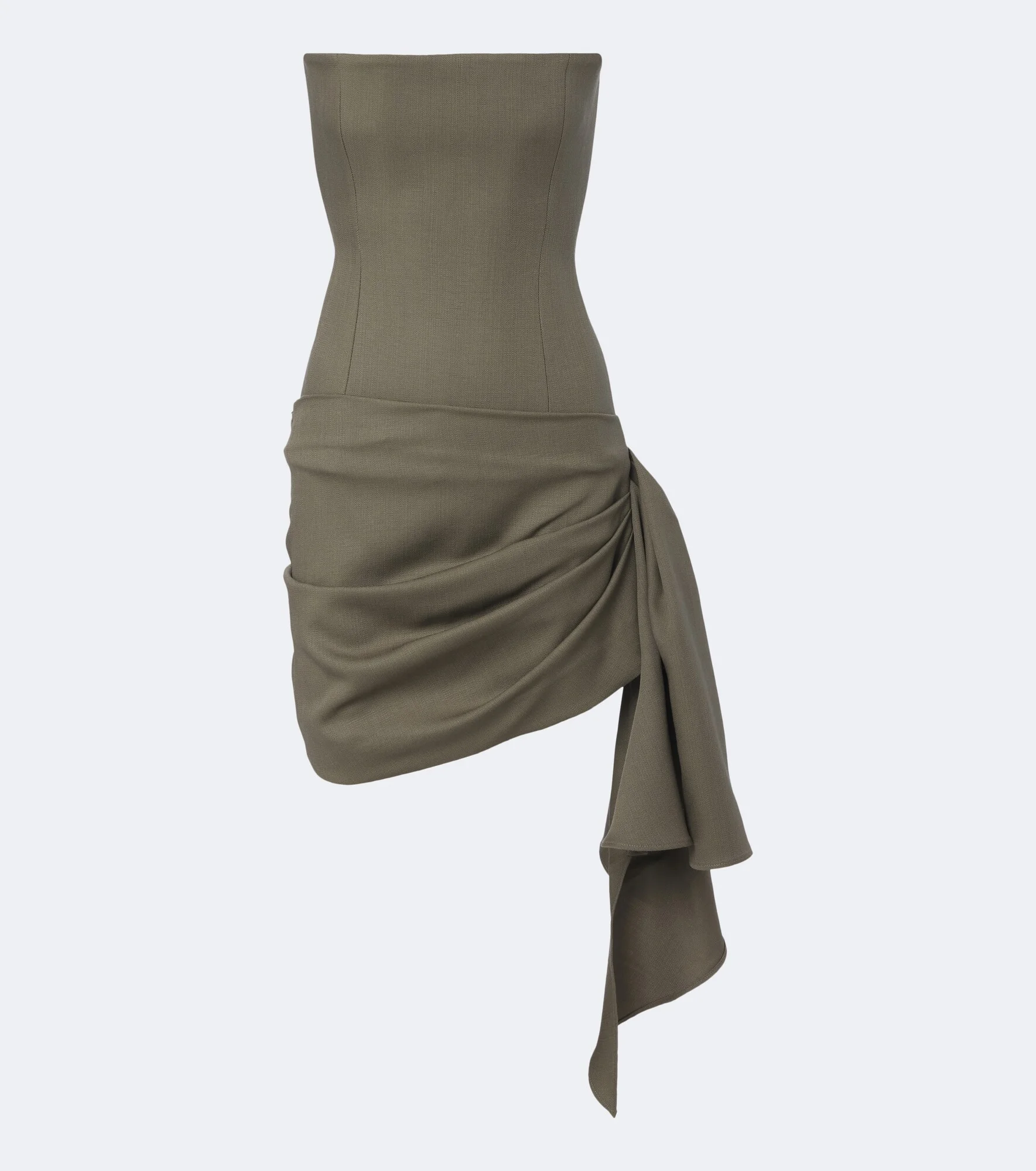 Draped virgin wool bustier dress - 1