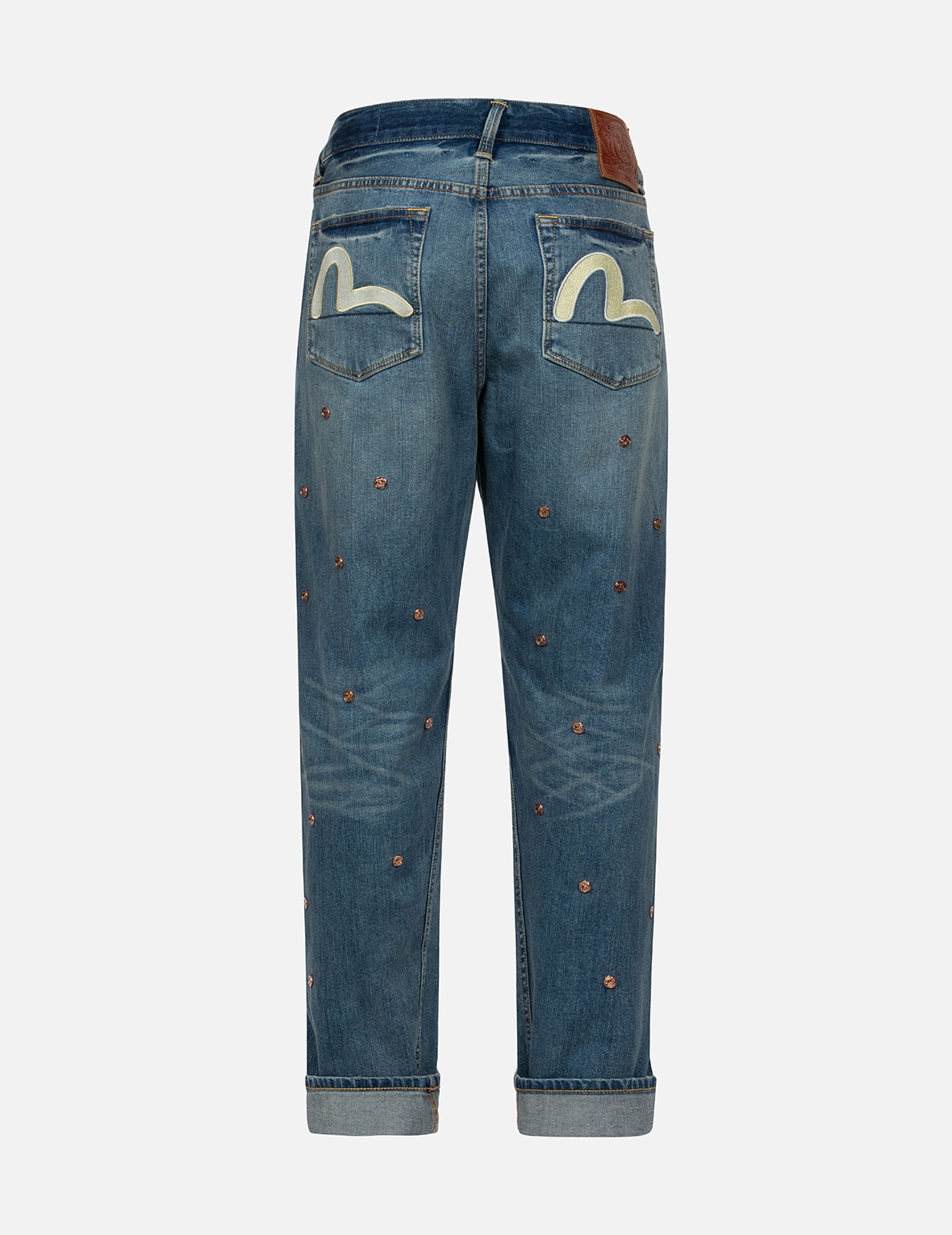 ALLOVER RIVETS AND SEAGULL APPLIQUE 3D REGULAR FIT JEANS - 2