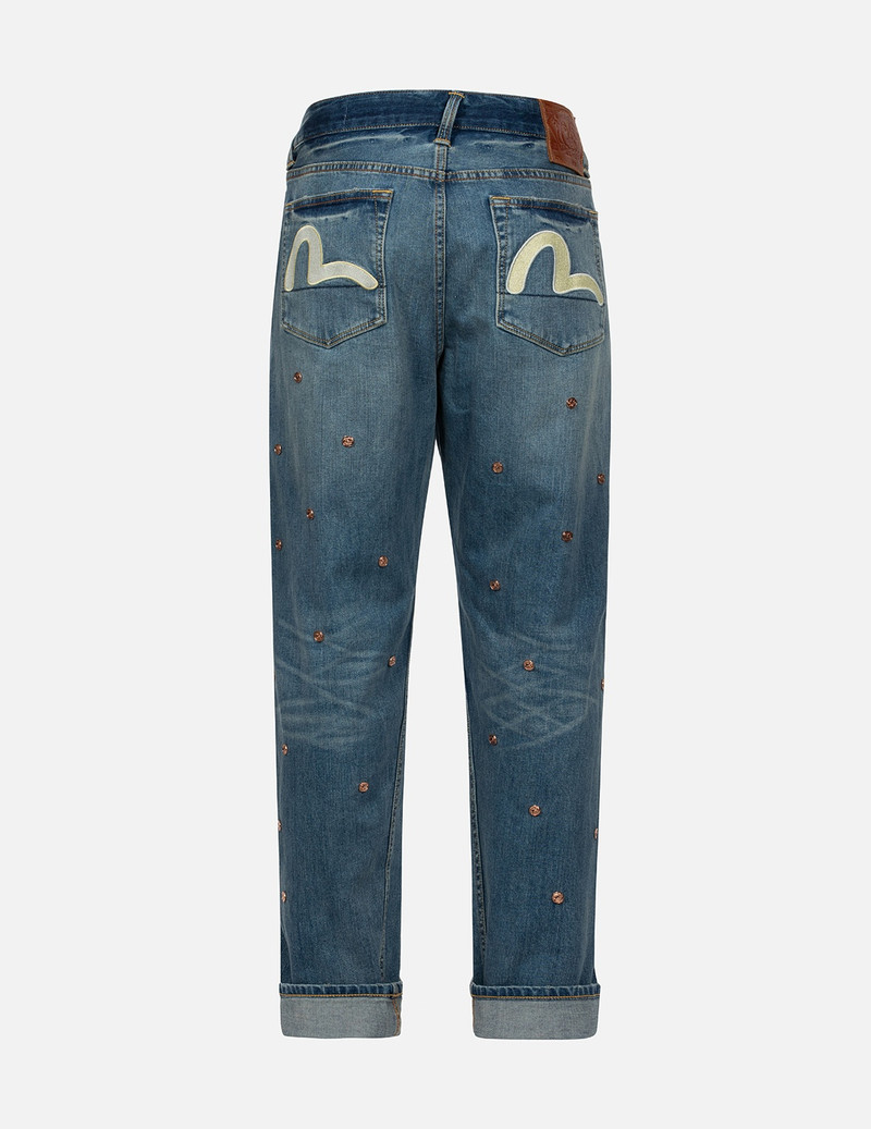 EVISU ALLOVER RIVETS AND SEAGULL APPLIQUE 3D REGULAR FIT JEANS outlook