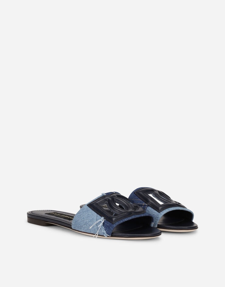 Patchwork denim sliders with DG logo - 2