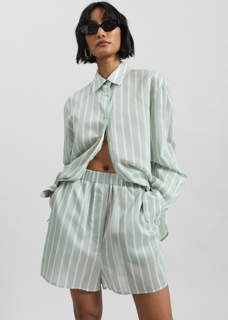 Peri Silk Shirt - Green Stripe 5