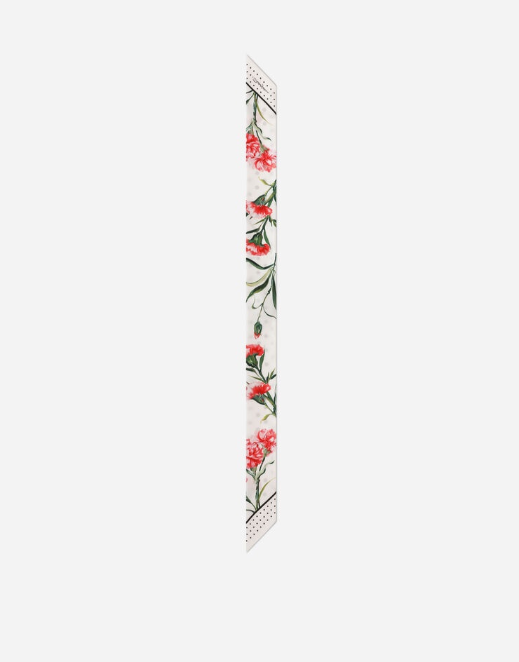 Carnation-print twill headscarf - 3