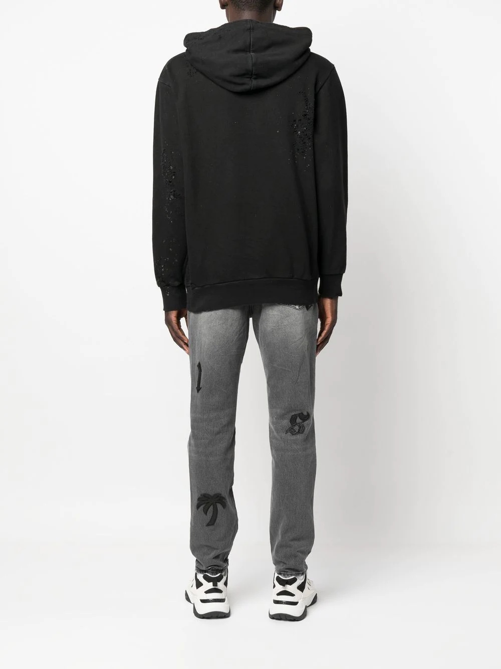 distressed logo-print hoodie - 4