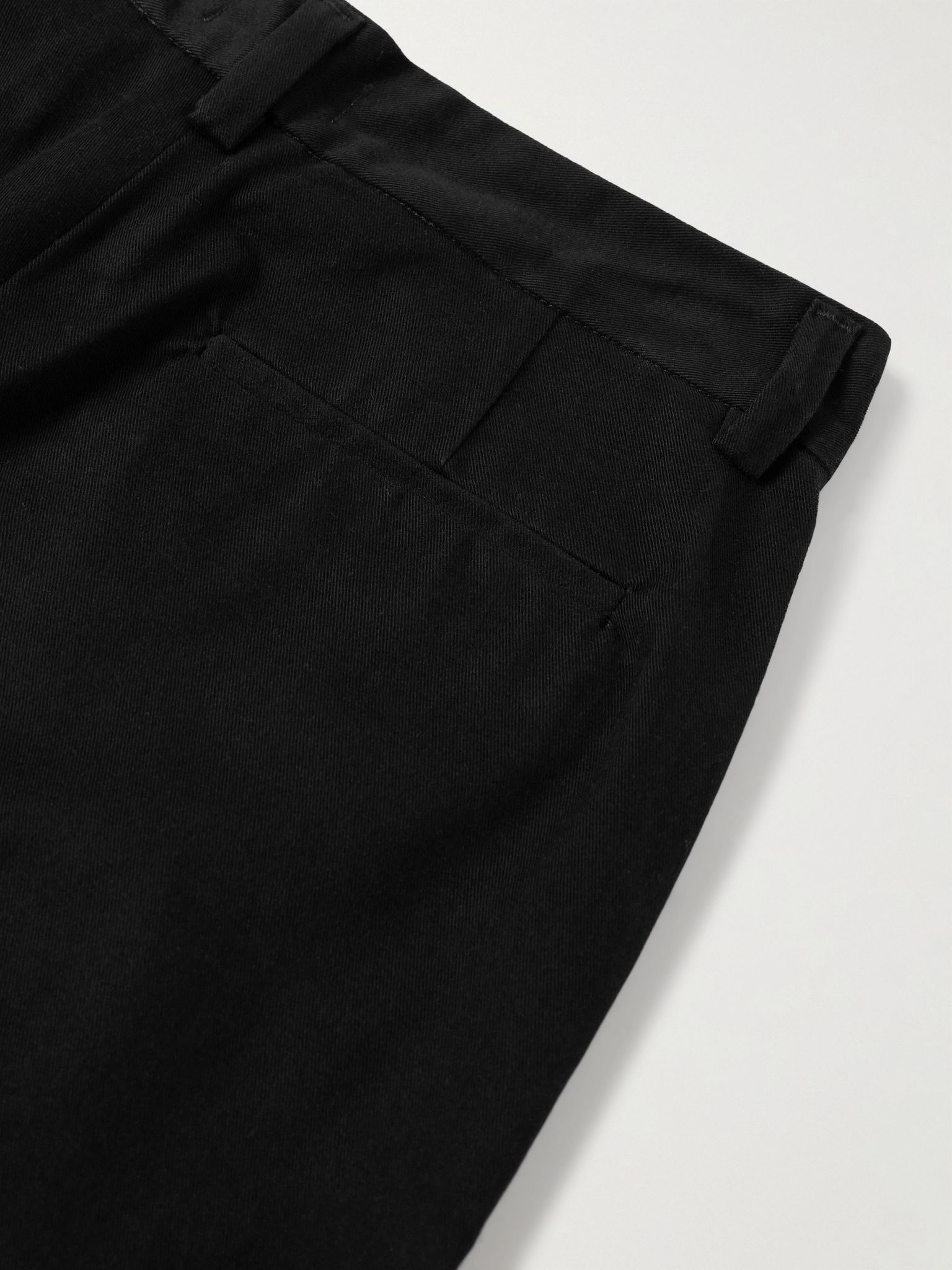 Slater Straight-Leg Pleated Cotton-Twill Trousers Black - 5