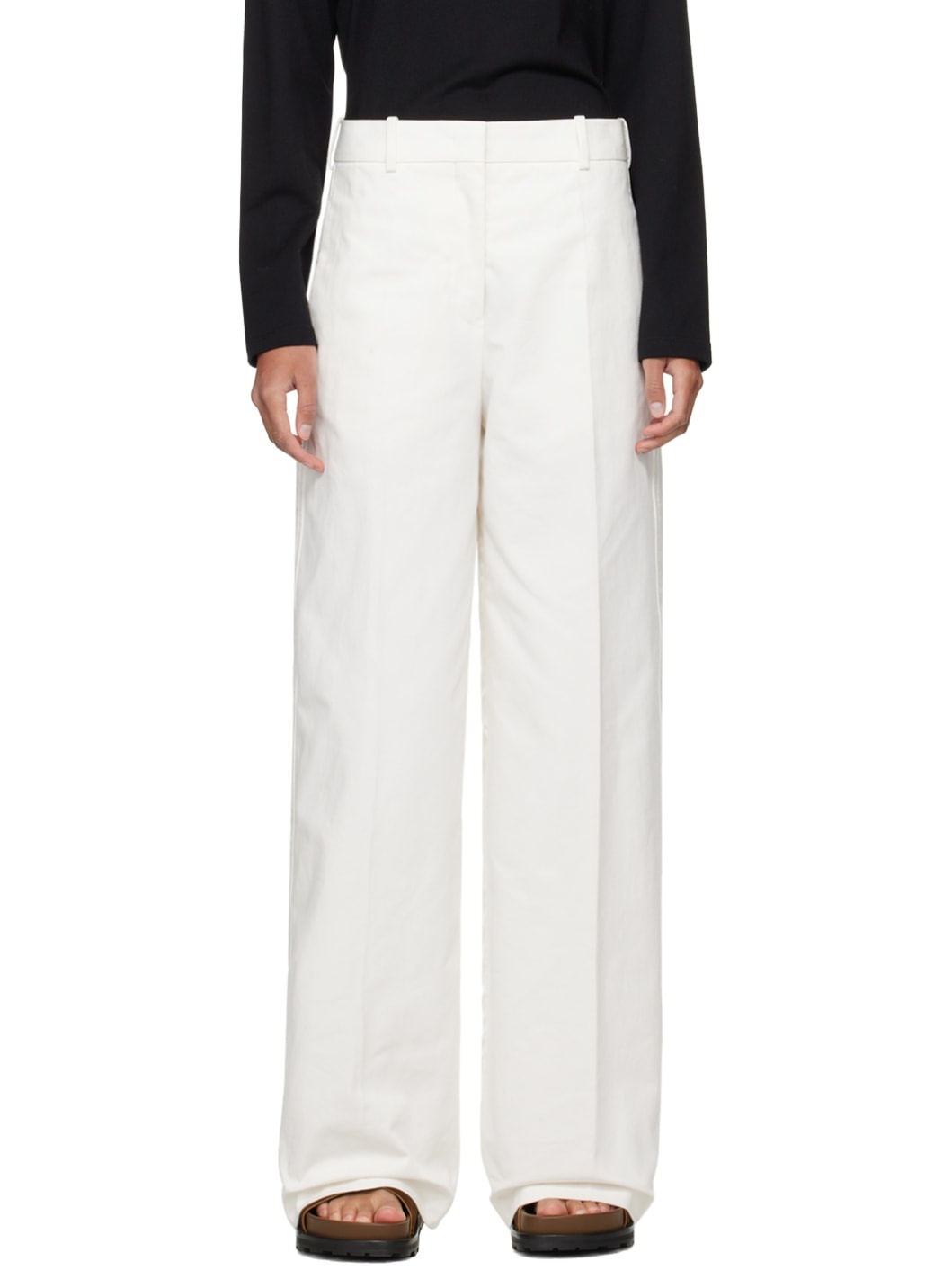 White Layered Trousers - 1