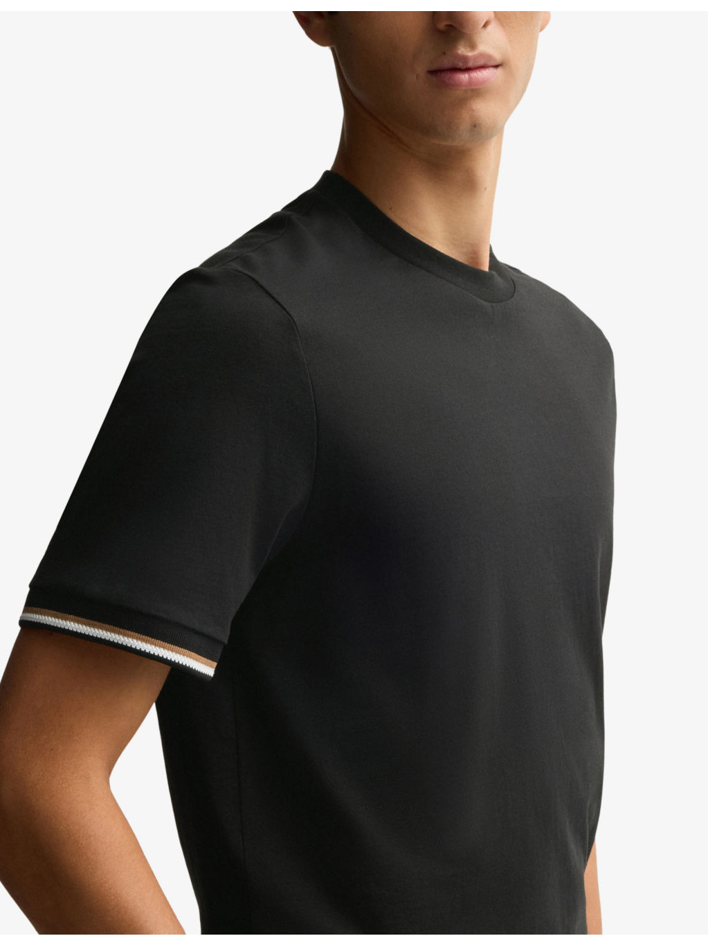 Striped-trim regular-fit cotton-jersey T-shirt - 5