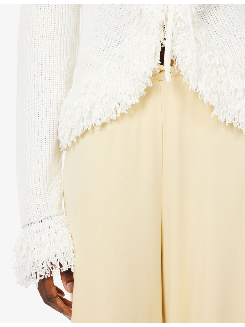 Fringed V-Neck Knitted Top - 5