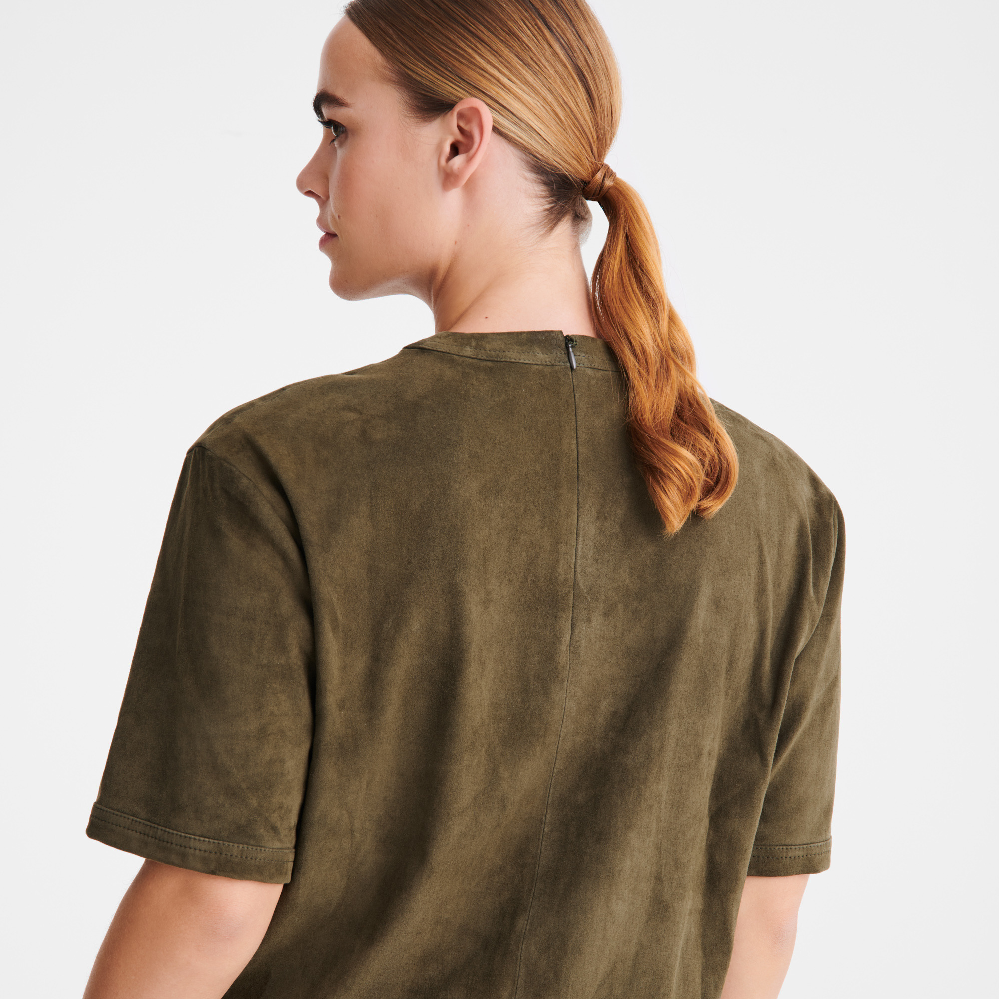 Short leather top Khaki - Leather - 4