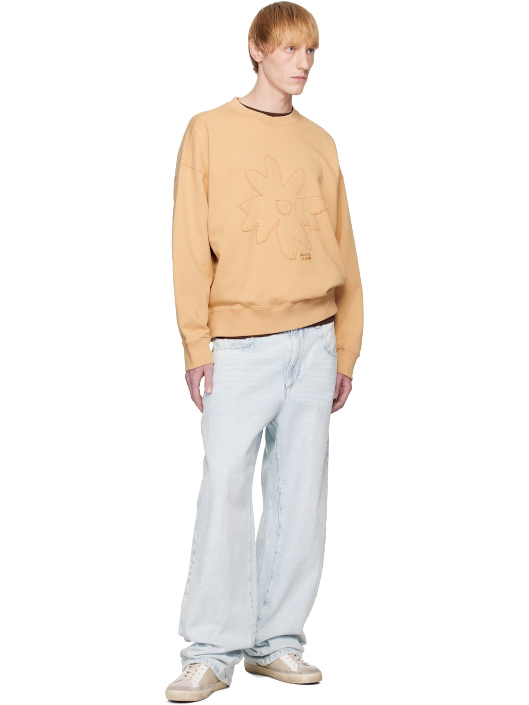Beige Crafted Daisy Oversize Sweatshirt - 4