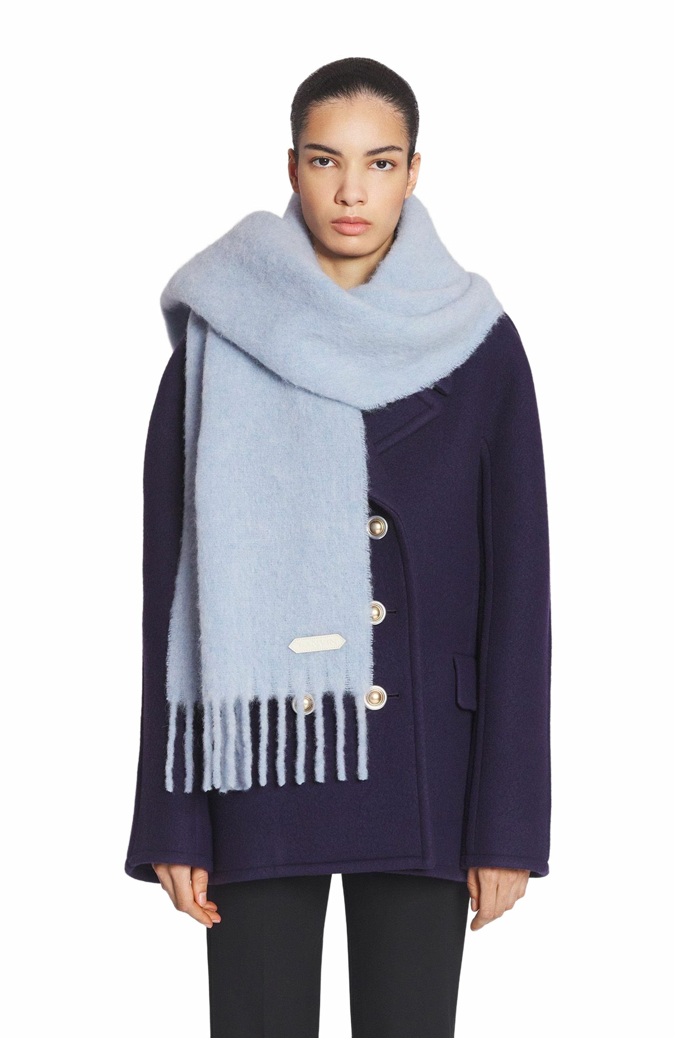 Lanvin FRINGED SCARF IN WOOL in Newlanvin Blue at Nordstrom - 2