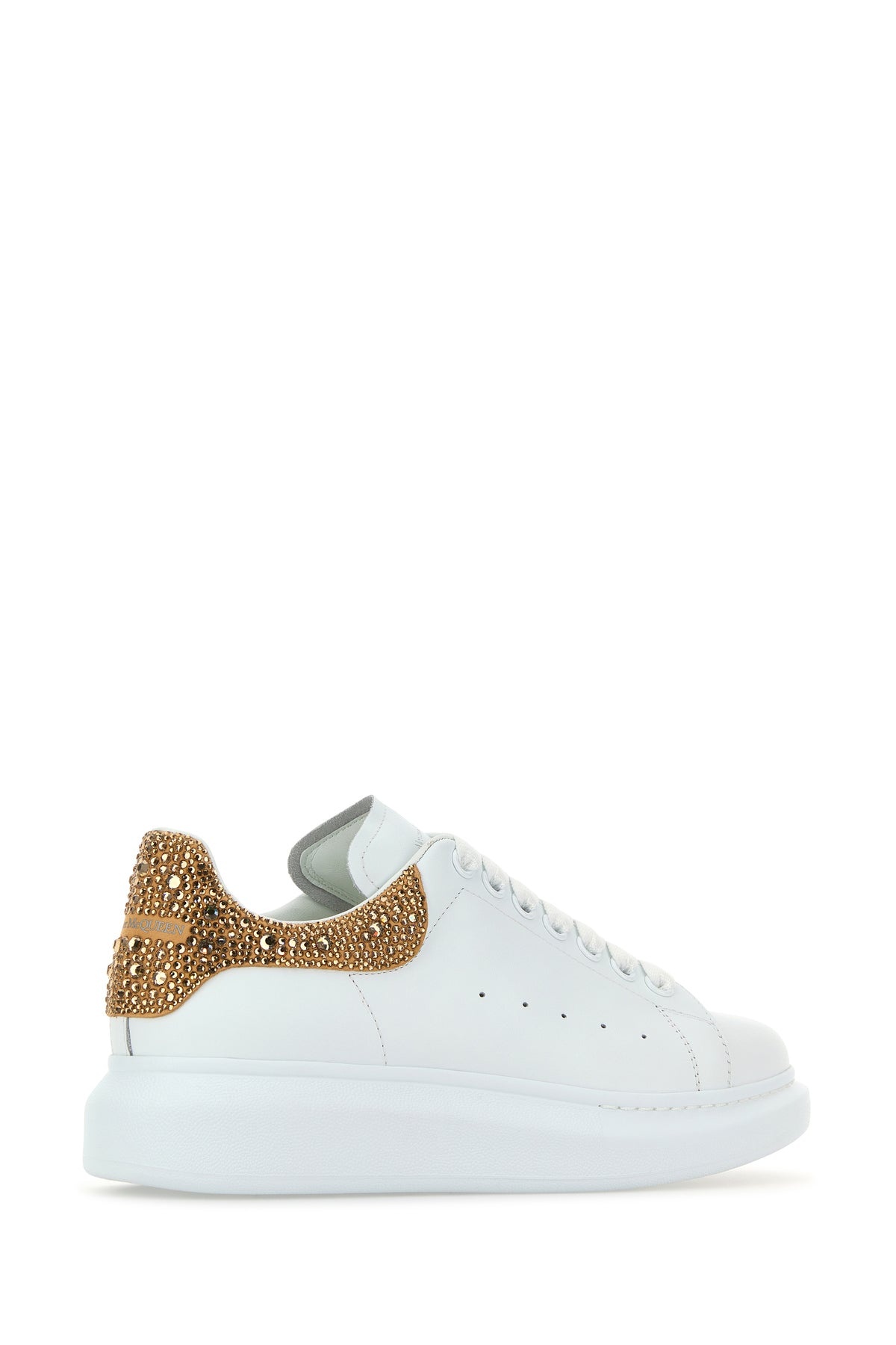 White leather sneakers with embellished suede heel - 3