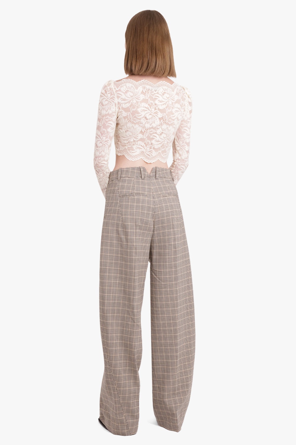 CHECK PRINT STRAIGHT PANT | BEIGE - 3