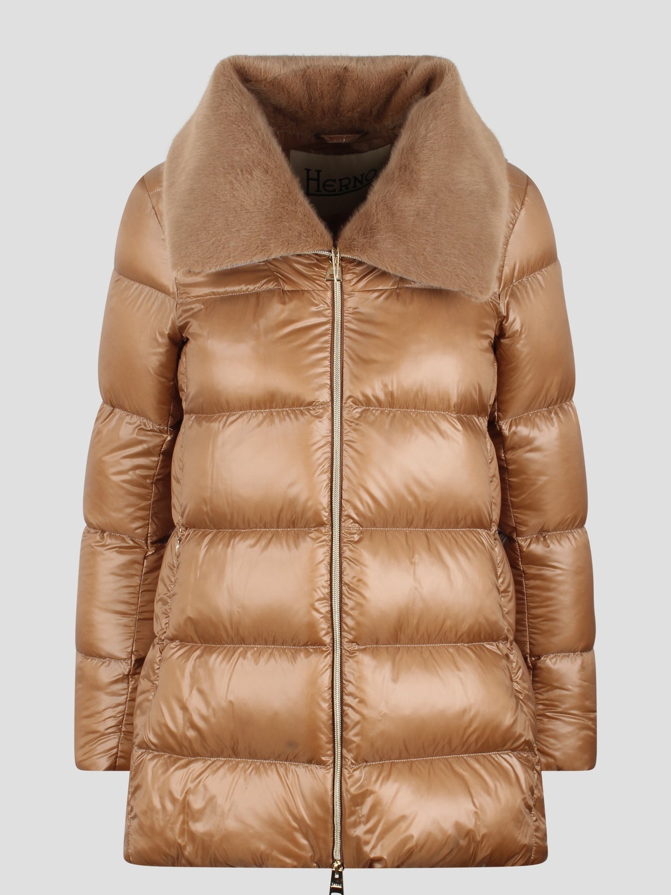 Eco-fur collar down jacket - 1