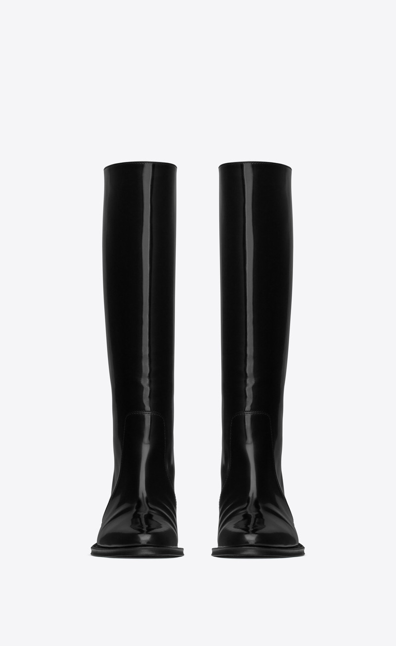 SAINT LAURENT hunt boots in glazed leather outlook