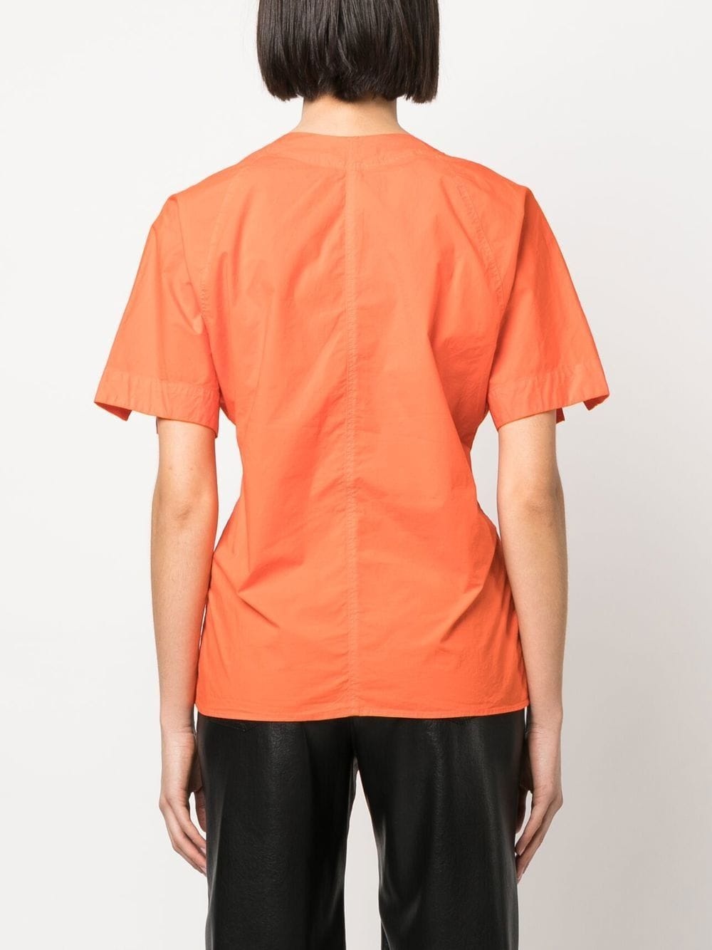 tied-waist short-sleeved blouse - 4
