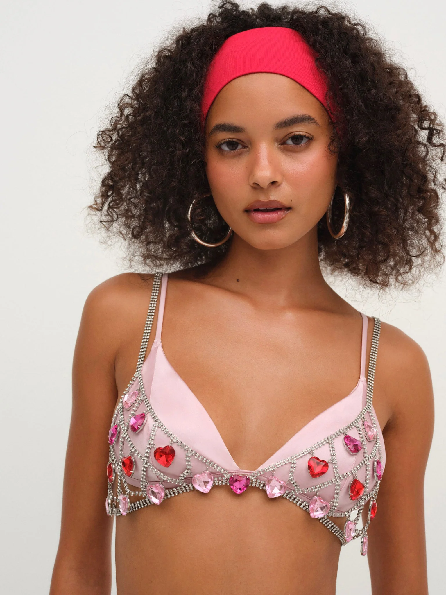 Rhinestone Heart Bralette - 1