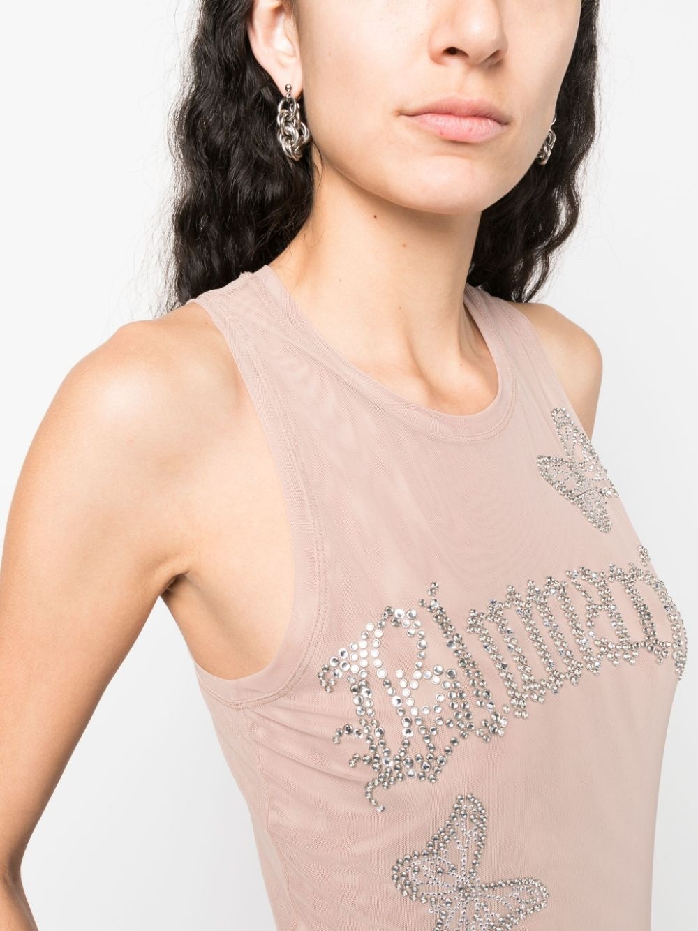 logo-embellishment mesh tank top - 5