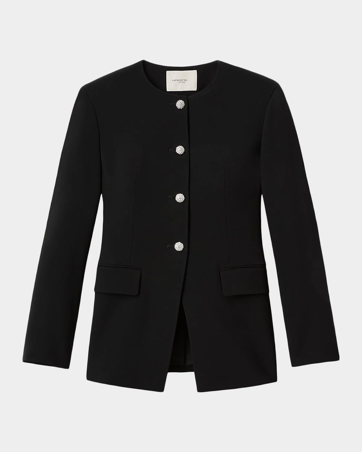 Rhinestone-Button Finesse Crepe Jacket - 1