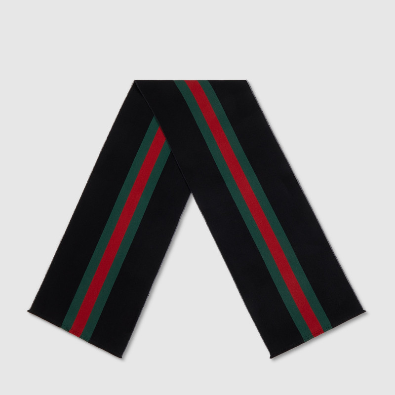 GUCCI Wool scarf with Web outlook