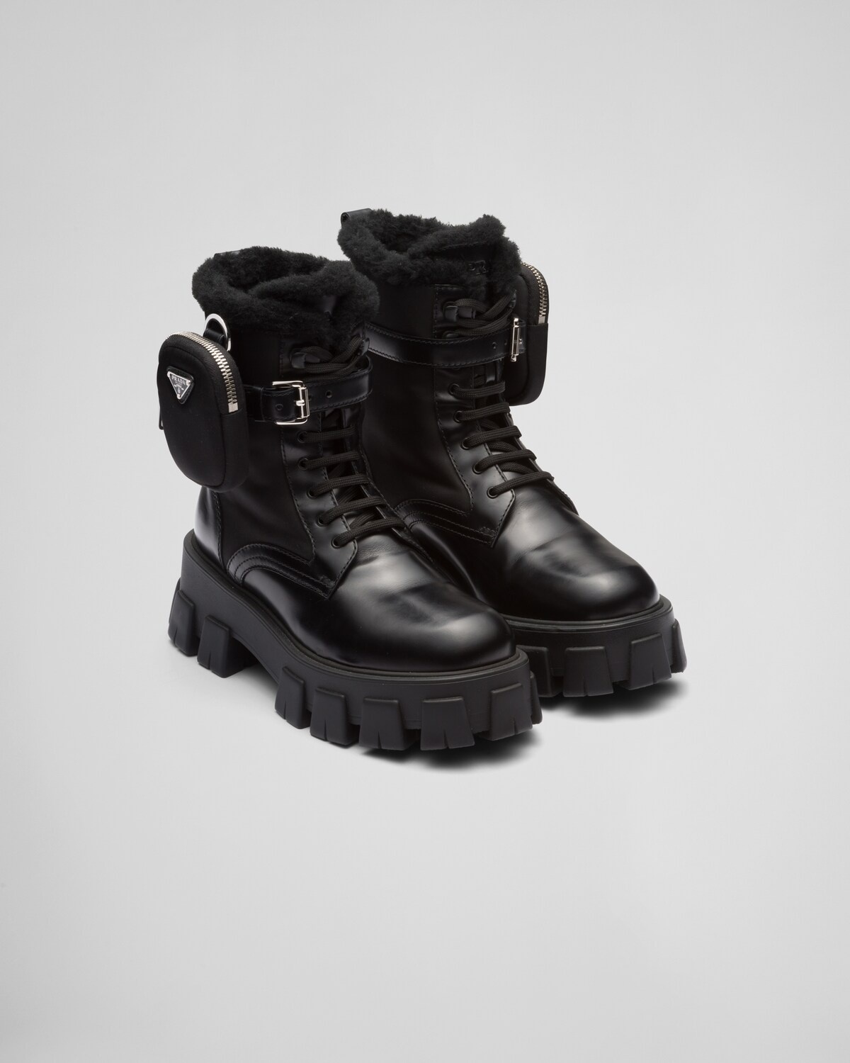 Monolith leather and nylon biker boots - 1